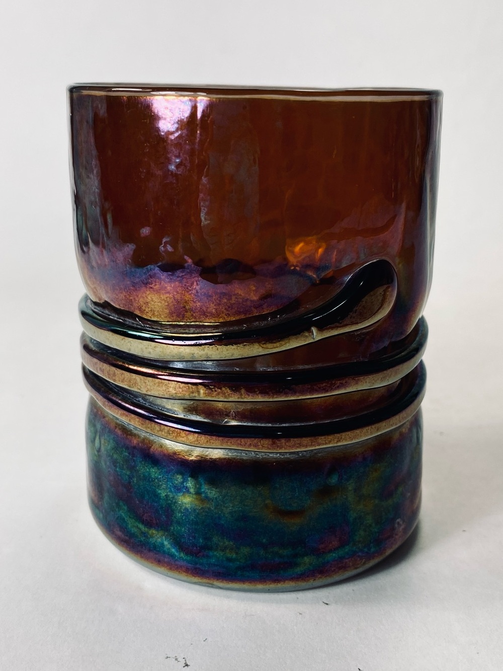 3 3/4" Signed Esteban Prieto Iridescent Studio Art Glass Tumbler